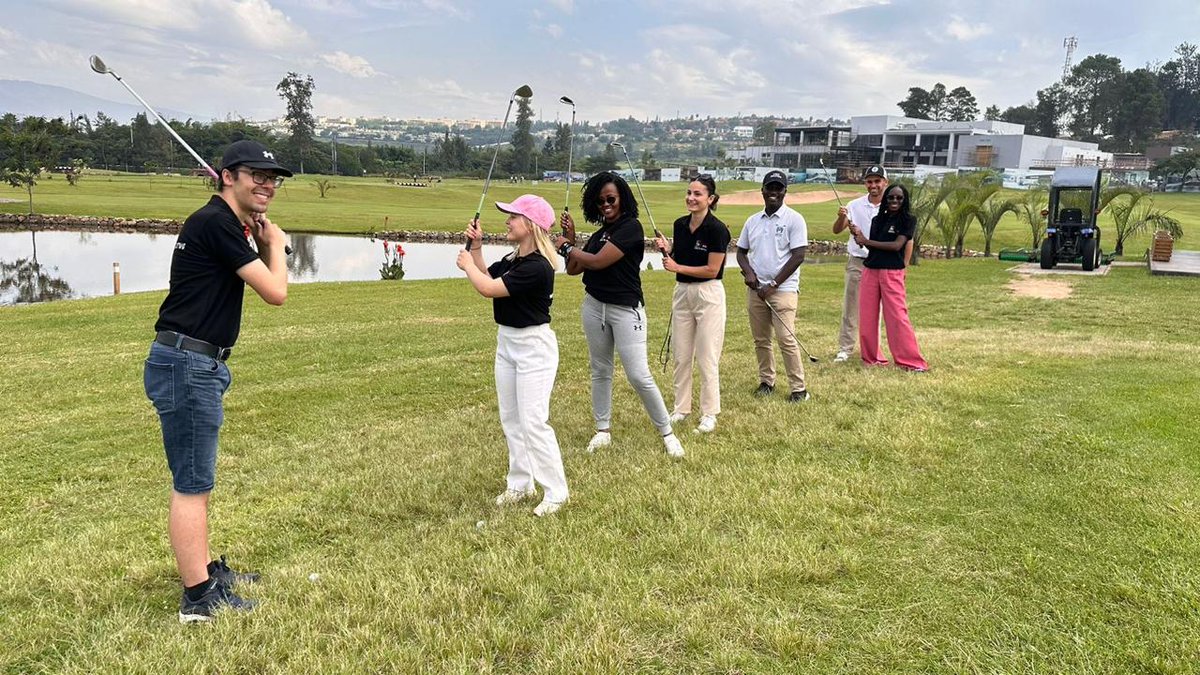 The past #weekend was fun as Elias Mitropoulos, Angela Mossuto, and Lilli Johanna Teichmann, all #students from Baden-Wuerttemberg Cooperative State University (DHBW) in Germany on an exchange programme at @UnivOfKigali experienced #golfing at @golf_kigali! #golfing