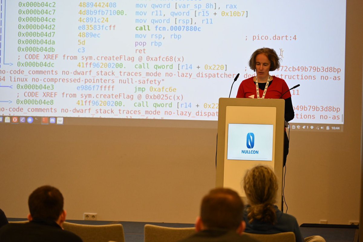 cryptax's tweet photo. My slides for my talk on reversing Flutter are online: https://t.co/9tOwSEDcVE

#NullconBerlin2024 #flutter #Dart #reverse #radare2 #grehack https://t.co/B6oquHq0r2