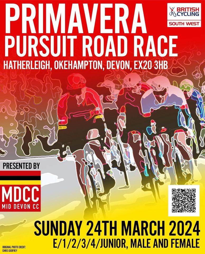The 2024 Primavera Pursuit Road Race 🗓️ Sunday 24th March. 🗺️ 44-miles 📊 E/1/2/3/4/Junior - male and female. Register at the below link... 👍 britishcycling.org.uk/.../Primavera-…