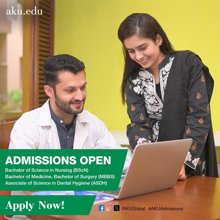 Adil Haider (@adilhaidermd) on Twitter photo Thrilled to announce that admissions are now open for our undergraduate programmes in Pakistan. Apply online by May 16, 2024, at: aku.edu/AdmissionsPK
For inquiries: admissions.query@aku.edu or call +92 21 3486 6462
Good luck! 👍 Thrilled to announce that admissions are now open for our undergraduate programmes in Pakistan. Apply online by May 16, 2024, at: aku.edu/AdmissionsPK
For inquiries: admissions.query@aku.edu or call +92 21 3486 6462
Good luck! 👍