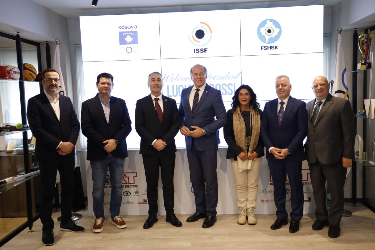 The President of @NOCKOSOVO, @IsmetKrasniqiKS, and Kosovo Shooting Federation leaders welcomed President @issf_official Luciano Rossi during his visit in #Kosovo . They engaged in fruitful discussions on various topics aimed at advancing the development of shooting sports in🇽🇰