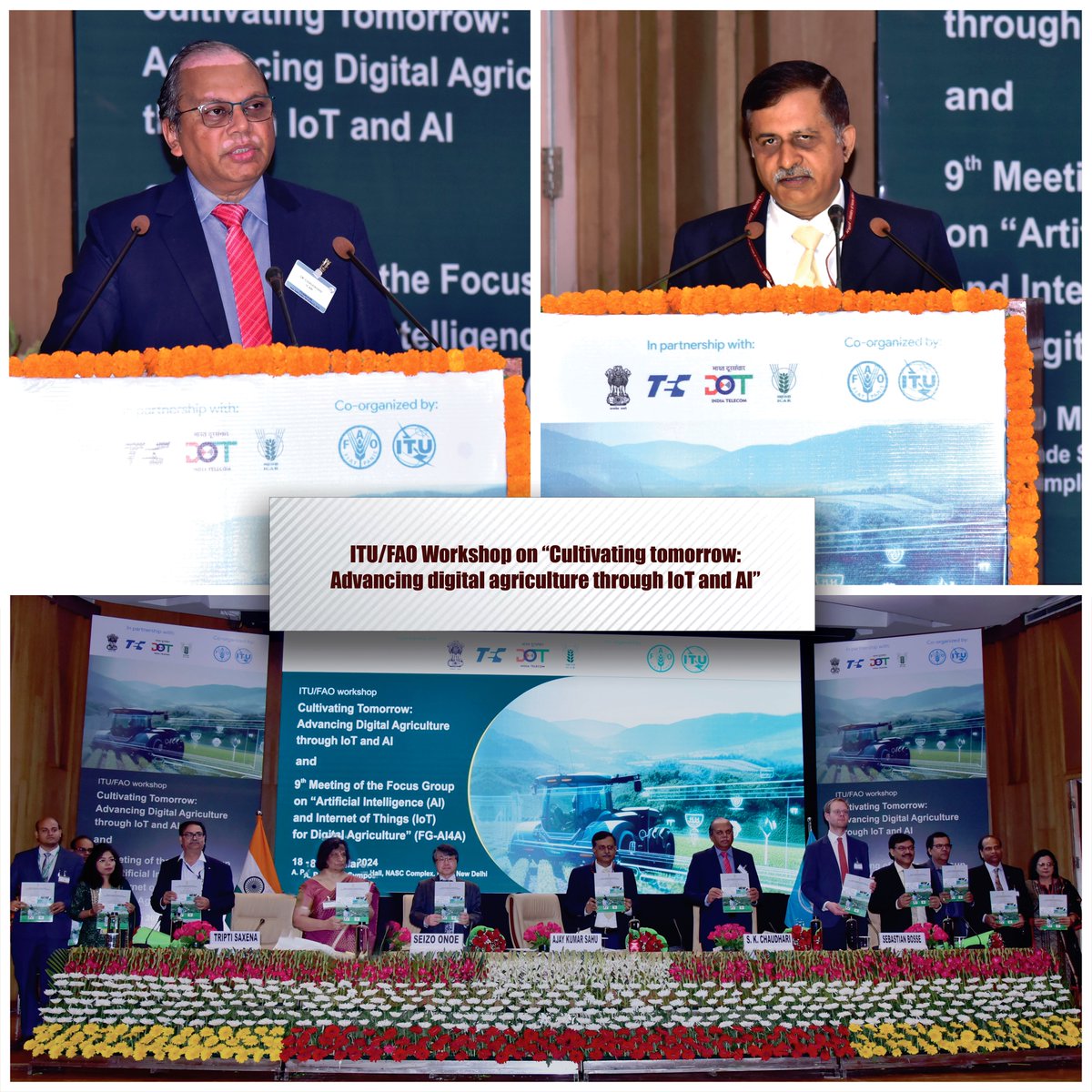 ITU/FAO Workshop on “Cultivating tomorrow: Advancing digital agriculture through #IoT and #AI” is inaugurated at NASC today. The event is hosted by Telecommunication Engineering Centre, Dept.of Telecommunications & #ICAR.@ITU @FAO @DoT_India @TEC_DoT_India @PMOIndia @mygovindia