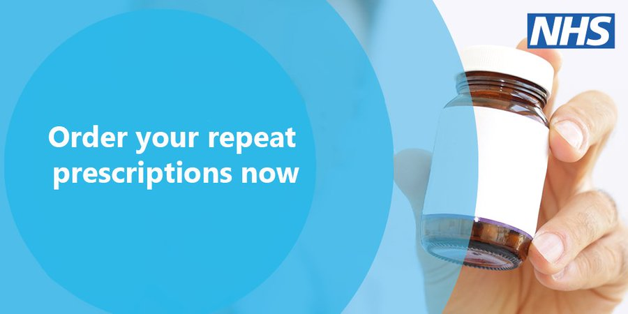 The Easter bank holiday weekend is approaching. Make sure you have your repeat prescription ordered in advance. nhs.uk/nhs-services/o…… 

#EasterHolidays #EasterBankHoliday #RepeatPrescriptions