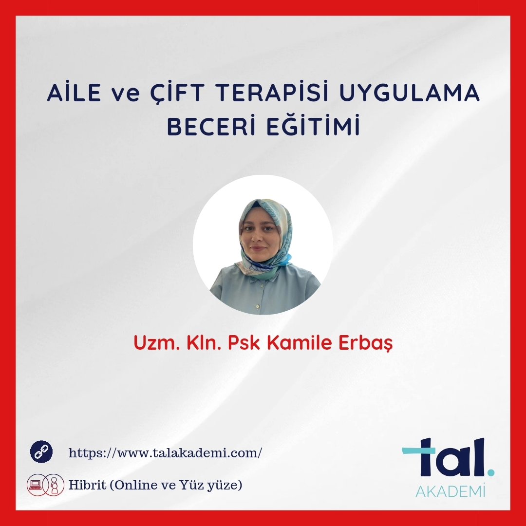 TalAkademi's tweet photo. Aile ve Çift Terapisi Uygula Beceri Eğitimi.
Kontenjan sınırlıdır.
Detaylı bilgi ve başvuru için web sitemizi ziyaret edebilirsiniz ➡️ https://t.co/GF6ehL5lBx https://t.co/ckv8wFDOw2