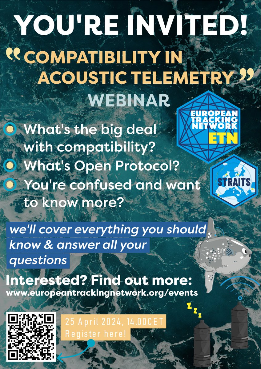 ⚠️⚠️ ETN is inviting you to a 'Compatibility in acoustic telemetry' webinar to discuss everything related to #compatibility, #OpenProtocol & more. We'll talk results, implications, and future plans, and of course answer all your questions! Register here: forms.gle/JEpRQTft77prBQ…