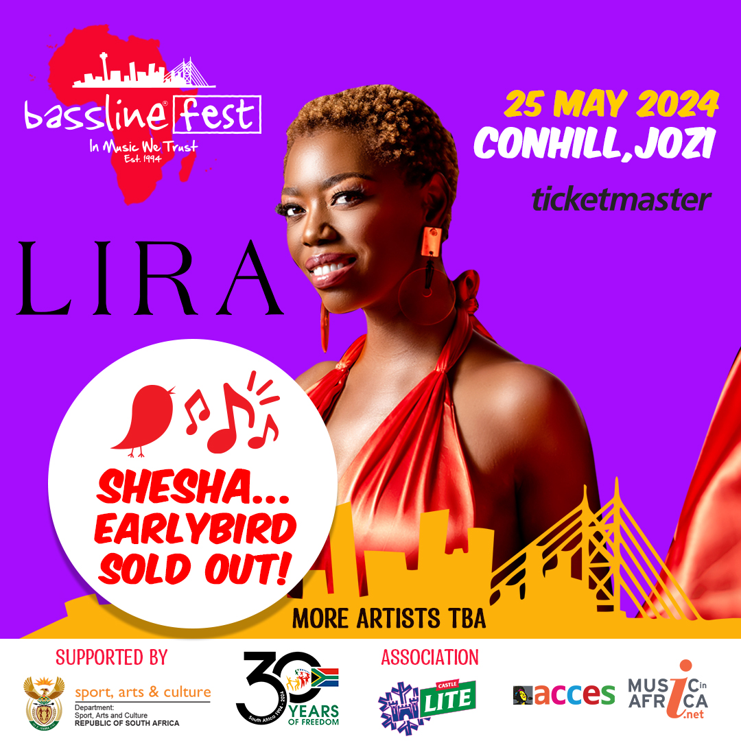 Early bird tickets are SOLD OUT for Bassline Fest with Lira - who returns to the stage with her band after two years. 25 May: Constitution Hill, Johannesburg 'This is milestone for me and I’m thrilled!', says Lira. Looking for a good time, good music and great memories…