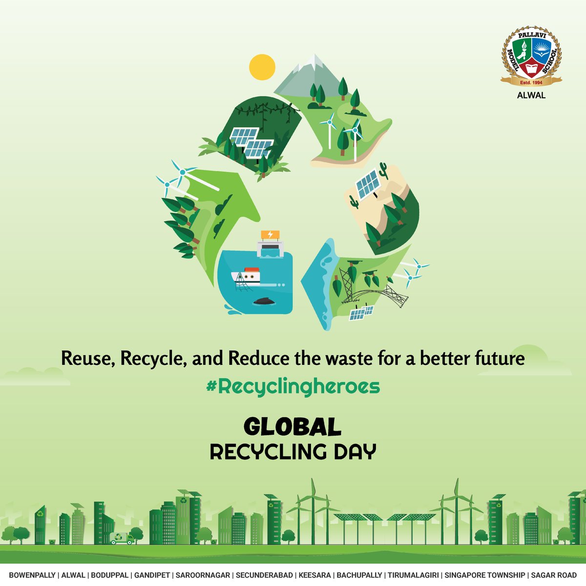 alwalpms's tweet photo. Let's celebrate Global Recycling Day by committing to the 3 R's: ♻️Reuse, ♻️Recycle, and ♻️Reduce waste! Together, we can create a sustainable future for generations to come. Join the movement and make a difference today! 🌱🌍 #recyclingheroes #globalrecycling #sustainability https://t.co/7GKo0Pjey6