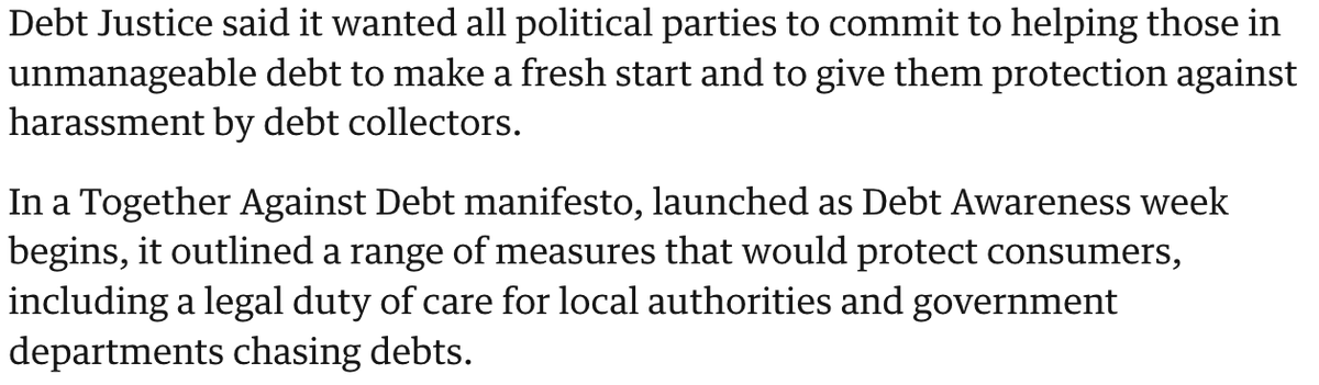 So excited to see coverage in the @guardian today of the launch of @debtjustice Together Against Debt manifesto which brings together the collective demands of people in debt to change an unjust debt system