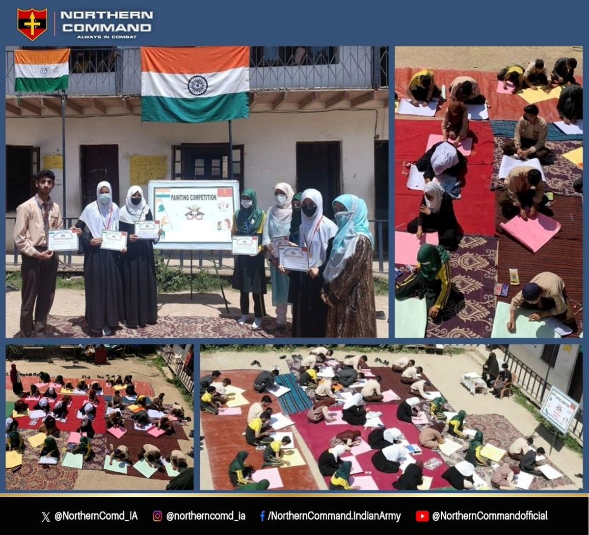 Painting is the voice of silence & the symphony of sight.

Budding creativity with patriotic fervour of the #YoungMinds of Mohmadiya Model High School, #Budgam. The event aimed to connect with #young students and to involve them in productive competitions which will further help