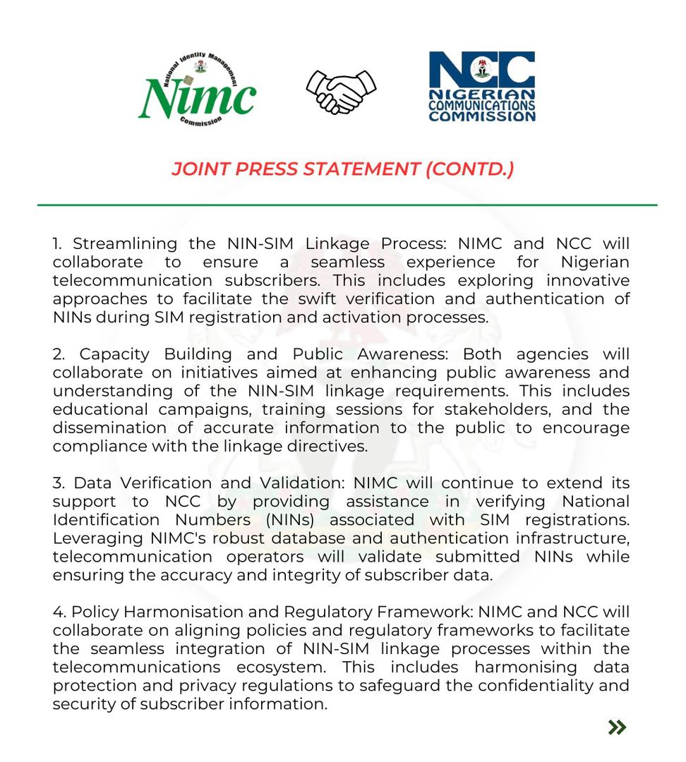 JaafarUmarAbba's tweet photo. The @nimc_ng Boss, Engr. @EngrAbisoye unveil collaboration with Nigeria Communications Commission (@NgComCommission) effort to enhance NIN-sim linkage process. The partnership between the #NimcNccCollaboration involves more than just technical cooperation.
1/2 https://t.co/1336RQZ2zC