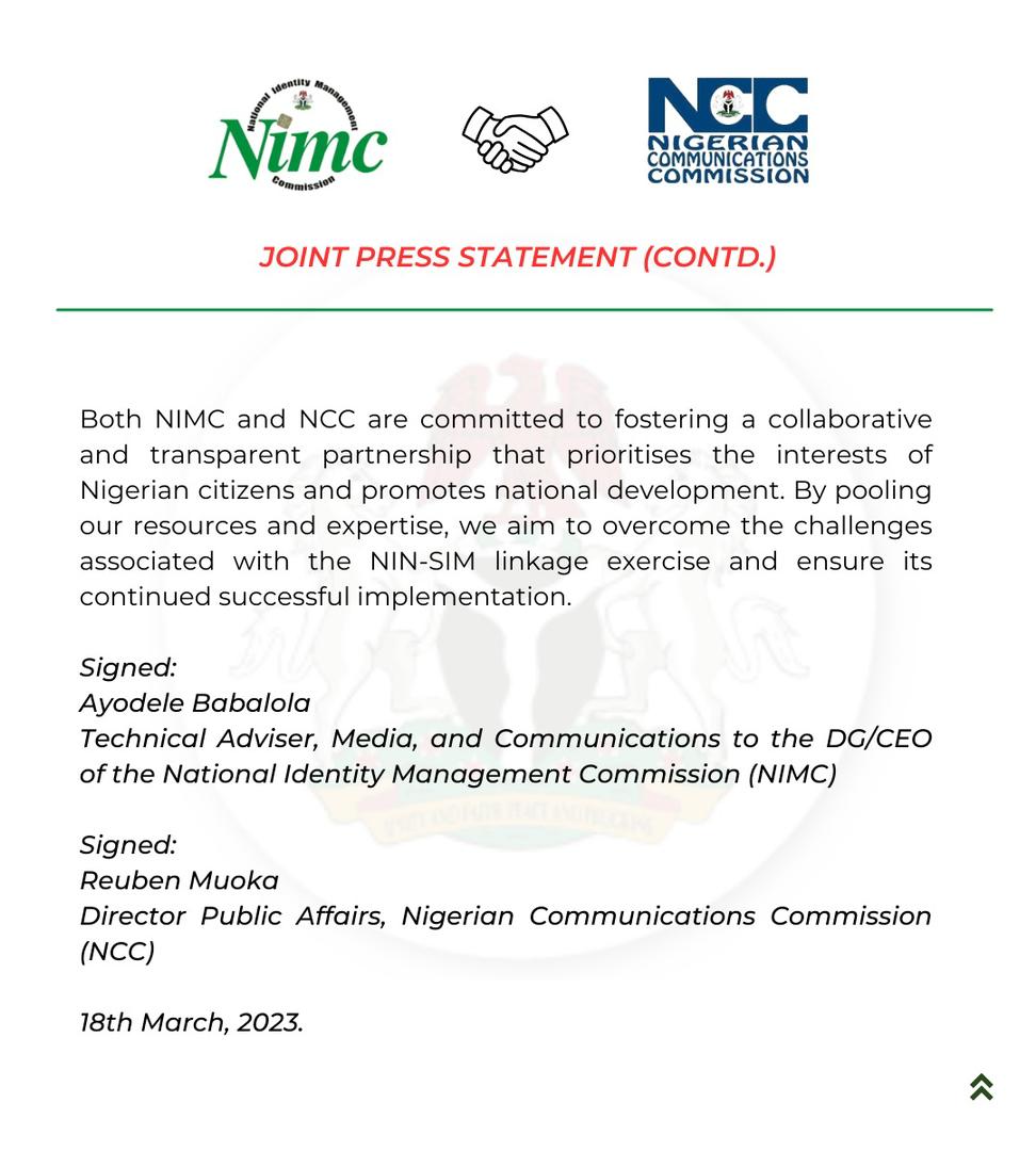 JaafarUmarAbba's tweet photo. The @nimc_ng Boss, Engr. @EngrAbisoye unveil collaboration with Nigeria Communications Commission (@NgComCommission) effort to enhance NIN-sim linkage process. The partnership between the #NimcNccCollaboration involves more than just technical cooperation.
1/2 https://t.co/1336RQZ2zC
