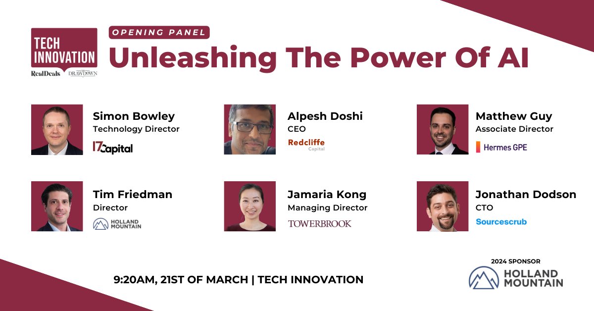 Only few days left before @RealDealsEU's Tech Innovation conference! Join Holland Mountain on 21st March, where our Director Tim Friedman will be joining the opening panel discussion on “Unleashing the Power of #AI".

If you are there too, connect with us and meet our team!
