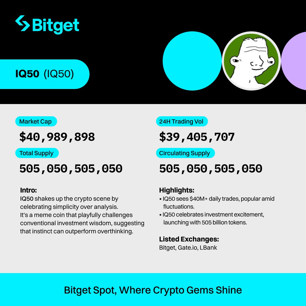 Bitget (@bitgetglobal) on Twitter photo 📢 #IQ50 trading is now LIVE on #BitgetSpot. <a href="/IQ50BeRich/">IQ50 - CTO</a>
🔥 Come and grab a share of 800,000,000 IQ50!
🚀 Trade now: bitget.com/spot/IQ50USDT
Find out more about #IQ50 ⤵️ 📢 #IQ50 trading is now LIVE on #BitgetSpot. <a href="/IQ50BeRich/">IQ50 - CTO</a>
🔥 Come and grab a share of 800,000,000 IQ50!
🚀 Trade now: bitget.com/spot/IQ50USDT
Find out more about #IQ50 ⤵️