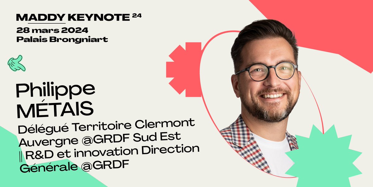 🌱🔌 <a href="/GRDF/">GRDF</a>, moteur de l'innovation environnementale et énergétique, soutient la #MKN24 ! 🎙️<a href="/filbiniou/">Philippe MÉTAIS 👨‍💻</a>, Délégué Territoire Clermont Auvergne <a href="/GRDF/">GRDF</a> Sud Est || R&amp;D et innovation DG <a href="/GRDF/">GRDF</a>, interviendra aux côtés de 3 startups accompagnées par GRDF. 
Infos : maddykeynote.com/fr