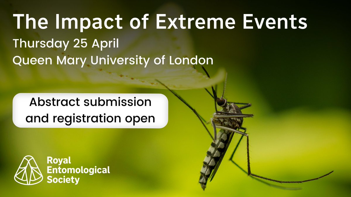 There are a few days left to submit an abstract to the @RoyEntSoc meeting on 'The Impact of Extreme Events'. Share your work with their Climate Change & Medical & Veterinary Special Interest Groups on 25 April. Abstract deadline: 17:00 (GMT), 20 March royensoc.co.uk/event/the-impa…