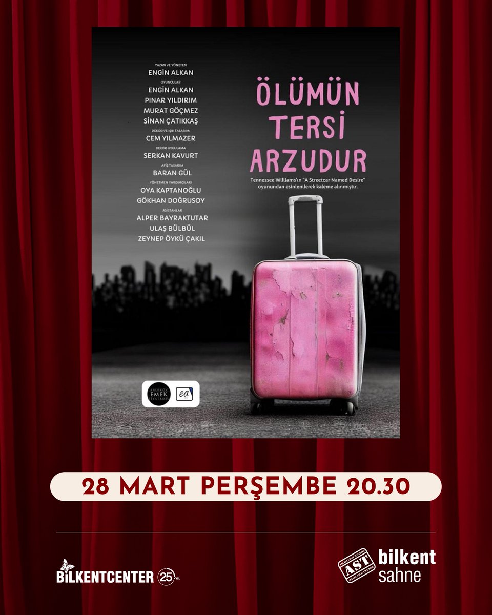 Tennessee Williams’ın ‘Arzu Tramvayı’ isimli eserinden uyarlanan Ölümün Tersi Arzudur, 28 Mart Perşembe akşamı saat 20.30’da Bilkent Sahne AST’ta!🎭 #tiyatro #sanat #ankarasanattiyatrosu #AkademiAST #BilkentSahne #AST #BilkentCenter #Ankara