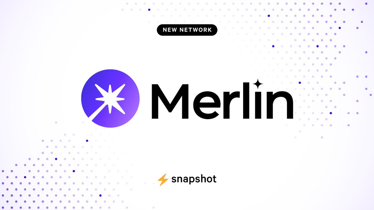 🪄 Excited to unveil our integration with @MerlinLayer2, the Native Bitcoin Layer2. Starting today, DAOs on Merlin can leverage Snapshot for governance, combining Merlin's secure, cutting-edge technology with our streamlined decision-making tools. ✨