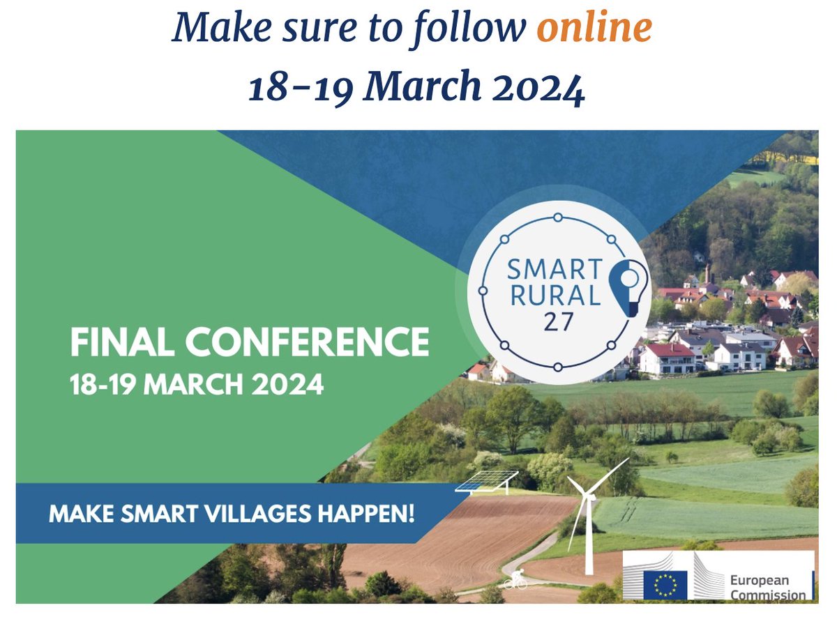 We are all set up – don't miss the opportunity to follow online the Smart Rural 27 Final Conference, today from 13.00 CET More info: shorturl.at/npyTV