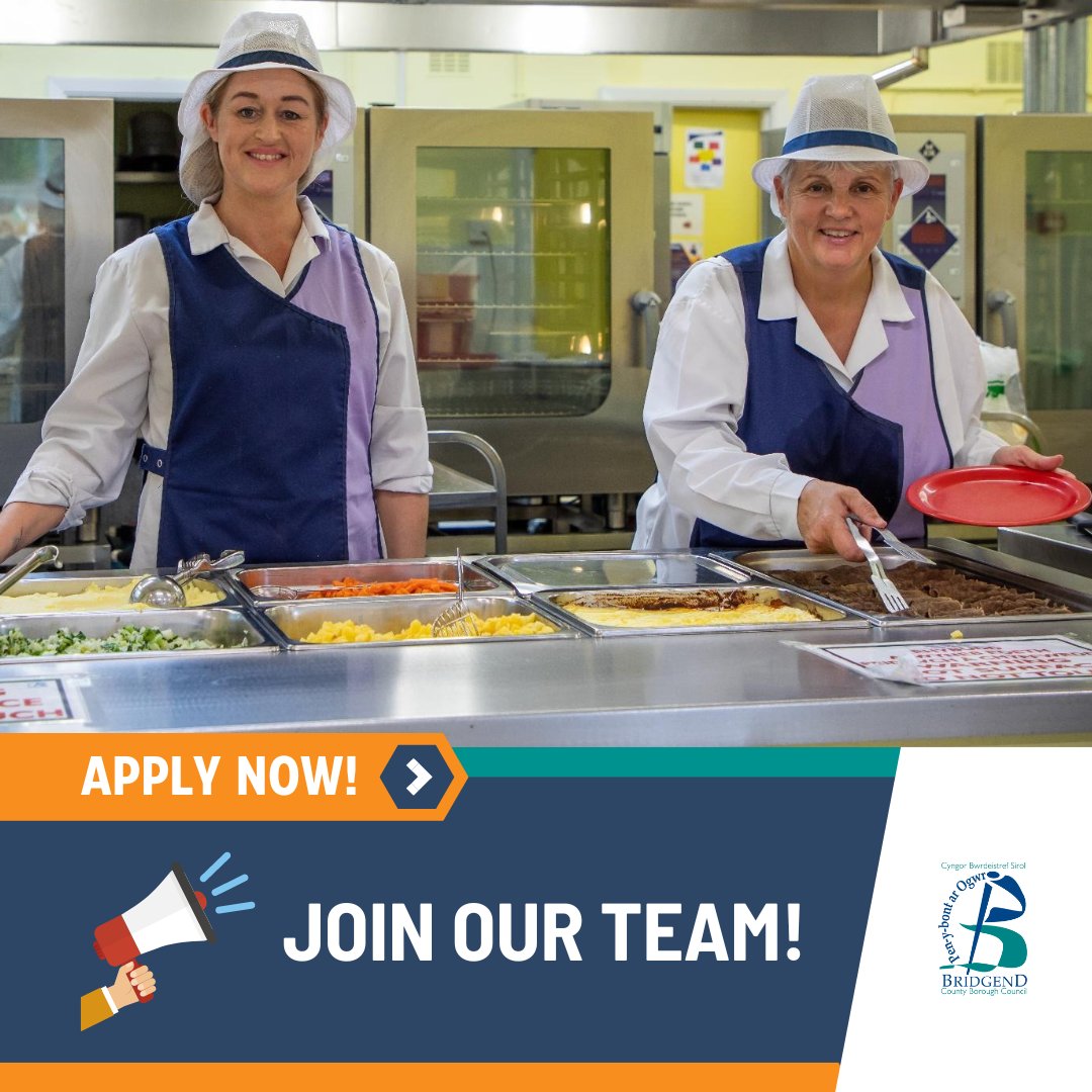 📢 👨‍🍳We are recruiting for assistant cooks to join our award-winning kitchens in primary schools across the county borough as we continue the roll-out of the Universal Primary Free School Meals Initiative 🔗 bridgend.gov.uk/my-council/job…