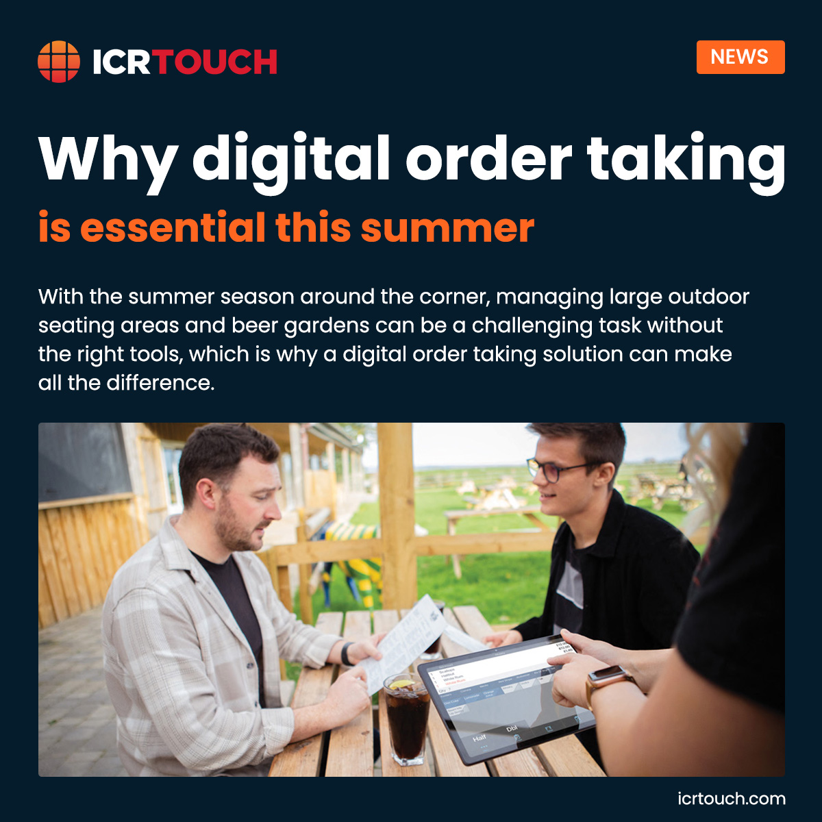 Find out why PocketTouch is essential for your hospitality business this summer ☀️

Read the full article here: bit.ly/4916zJh

#weareICRTouch #summer2024