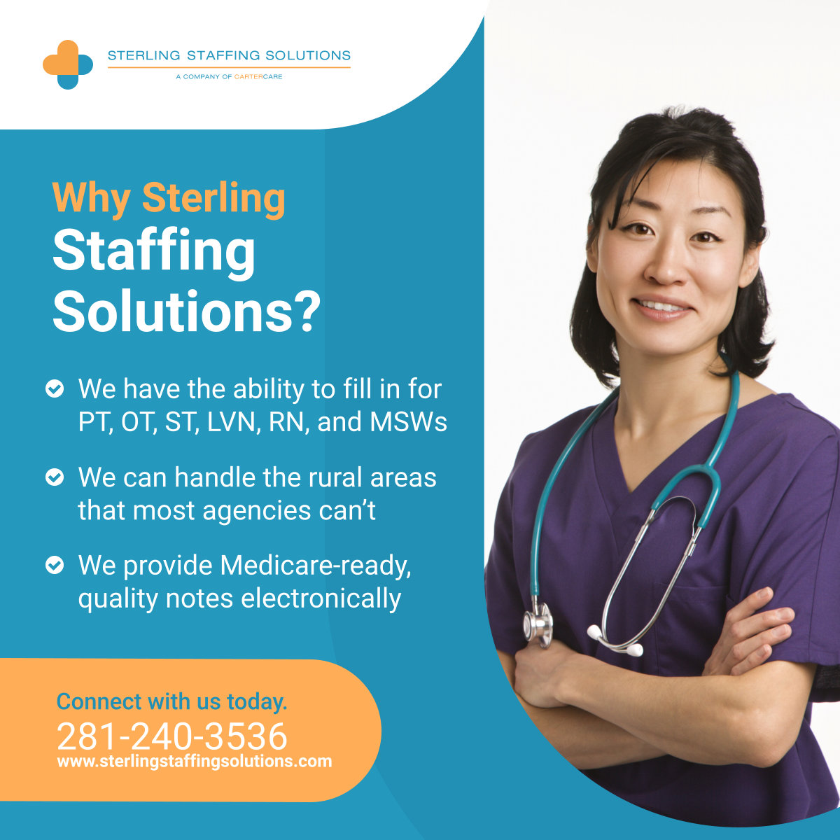 sterlingstaffs's tweet photo. What sets us apart from other agencies is that we manage the entire staffing process for our clients. To learn more information about Sterling Staffing Solutions and how we can help, contact us today! 

#SugarLandTexas #CrossDisciplineStaffing #MedicalStaffing https://t.co/rxFjUCQIvA