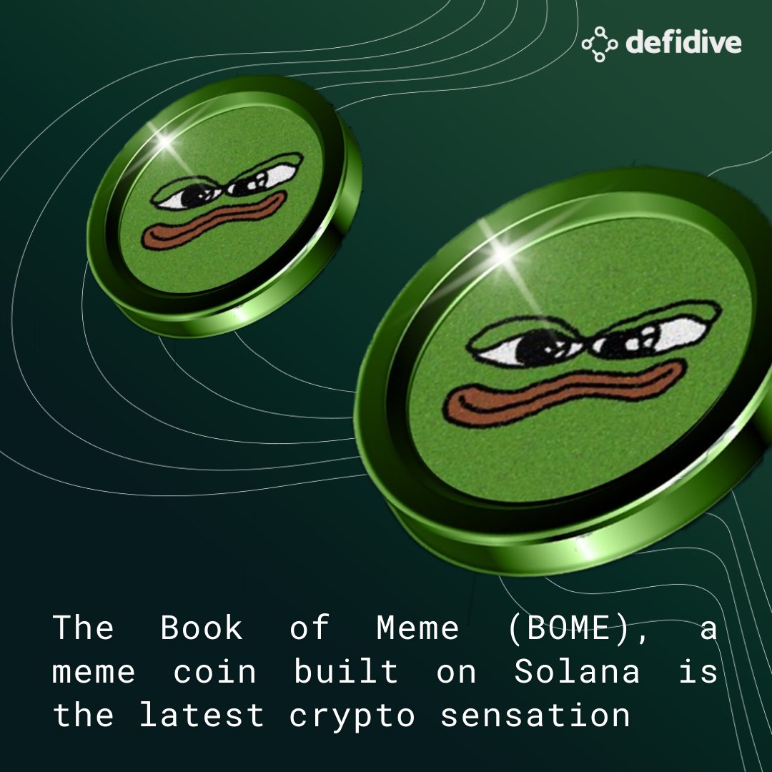 The Book of Meme $BOME has emerged as the latest crypto sensation in town.  The meme coin built on the @solana ecosystem is founded by @Darkfarms1 the  meme artist behind Pepe coin.