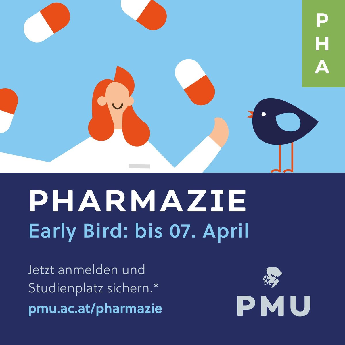 🔹 Pharmazie: Early Bird Anmeldung bis 07. April 🔹 💊 🔬🎓 Alle Infos unter pmu.ac.at/pharmazie 🚀🚀 *Bei Erfüllung aller dafür erforderlichen Kriterien. #pharmazie #earlybird #anmeldung #salzburg #pharmaziestudium #pharmastudieren #study #studium #ausbildung