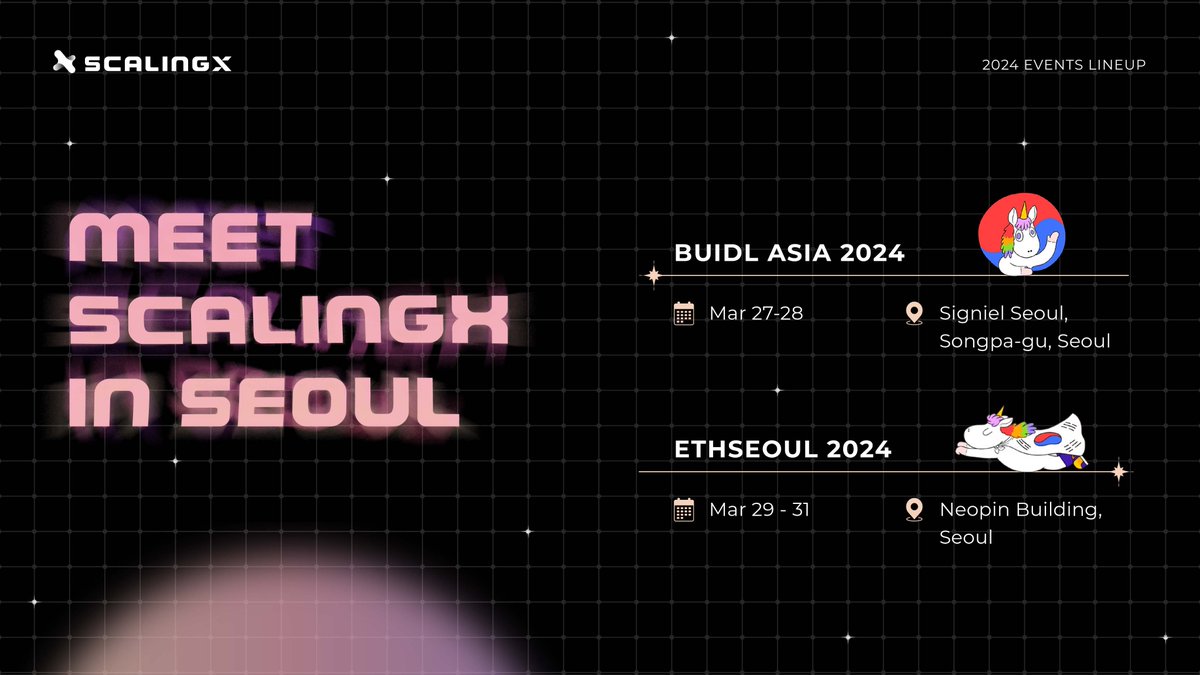 Exciting alert 🎉 Catch #ScalingX in Seoul next week at #BUIDLasia & #ETHSeoul 🇰🇷 We're eager to connect with all the brilliant minds shaping the future of #Web3 — let's connect IRL for insightful discussions & collaborations. We're friendly, we promise 😁