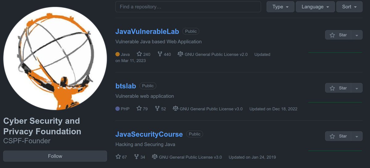 CyberSecurityPr's tweet photo. Our #OpenSource Java Vulnerable Lab and BTSLab got more than 200 stars and more than 400 people forked and using

We are pleased to see support from the community and we are planning to contribute more to the Open Source Community

https://t.co/e0NpTyN4Sk

#infosec #CyberSecurity https://t.co/4Xc4CXV73Z