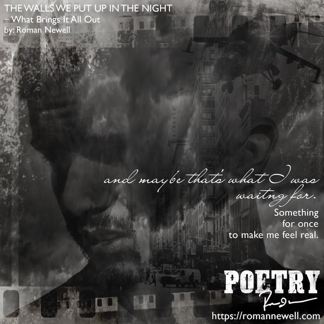 and maybe that’s what I was
waiting for…

THE WALLS WE PUT UP IN THE NIGHT
~ What Brings It All Out
⭐️⭐️⭐️⭐️⭐️
by: Roman Newell 

bit.ly/RNWalls 

#poetrytwt #booktwt #freeverse #poetry #reviews #darkpoetry #poetrylovers #readingpoetry #bookrecs #poetrycommunity