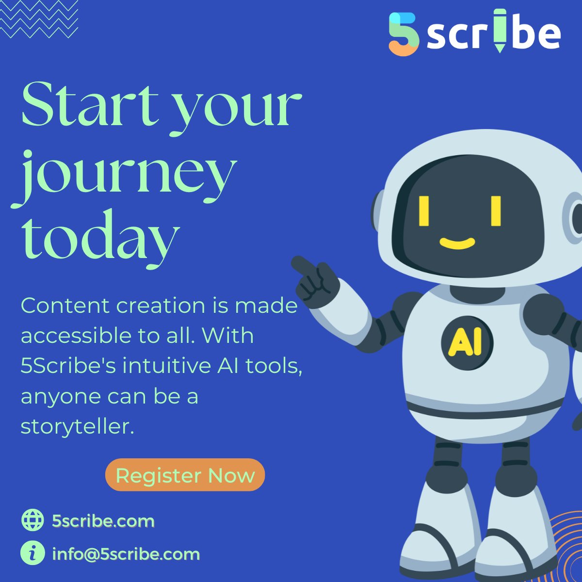5scribe_'s tweet photo. Unlock the power of content creation with 5Scribe's intuitive AI tools. Whether you're a seasoned writer or just starting, our platform empowers everyone to become a storyteller.

📝 Register Now: https://t.co/CPh93a0gkr
📧 Email: info@5scribe.com

#ContentCreator  #AI https://t.co/vIBUuVH7Ae