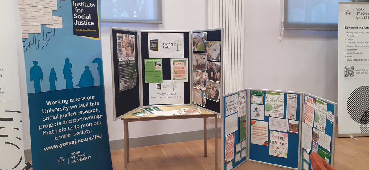The Living Lab is at the @yorkstjohn WREL symposium today sharing opportunities for students to get involved in the Food Stories publication, community gardening, working group.... just look at @ysjpublishing placement student Amie Watts' zine posters!!