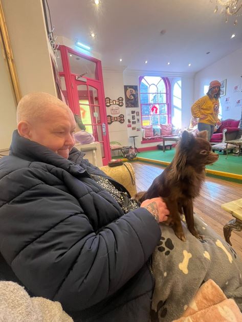 Michelle from our Edinburgh Healthy Living service was supported by staff to visit the Chihuahua Café in Edinburgh. Michelle loves animals and, as you can see, they seem to love her too. #TeamTRFS #community #bestfriends #AdultSocialCare <a href="/CafeChihuahua/">Edinburgh Chihuahua Cafe</a>