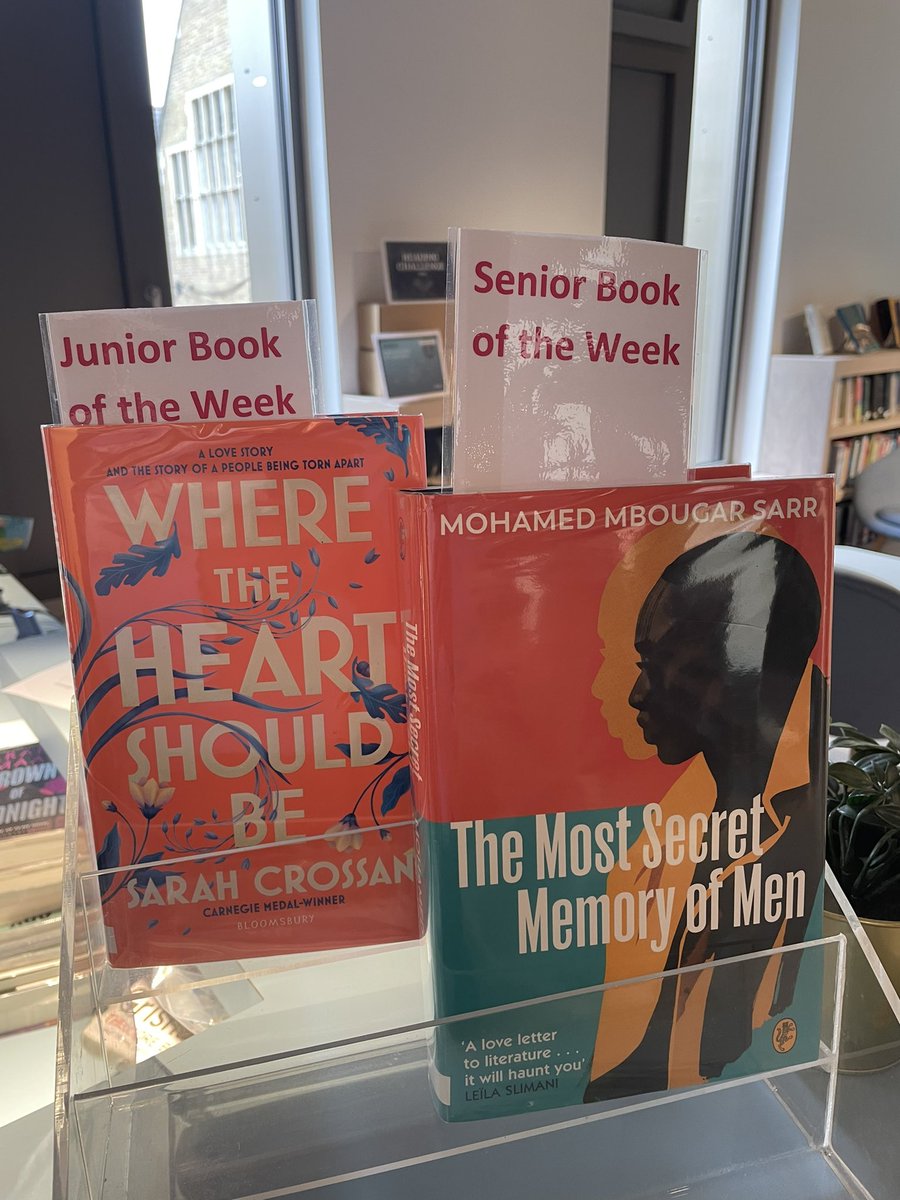 New Books of the Week! Where the Heart Should Be by @SarahCrossan and The Most Secret Memory of Men by Mohamed Mbougar Sarr 📕🌟📚🎉 #ReadingForPleasure @GandLSchool @KidsBloomsbury @HarvillSecker