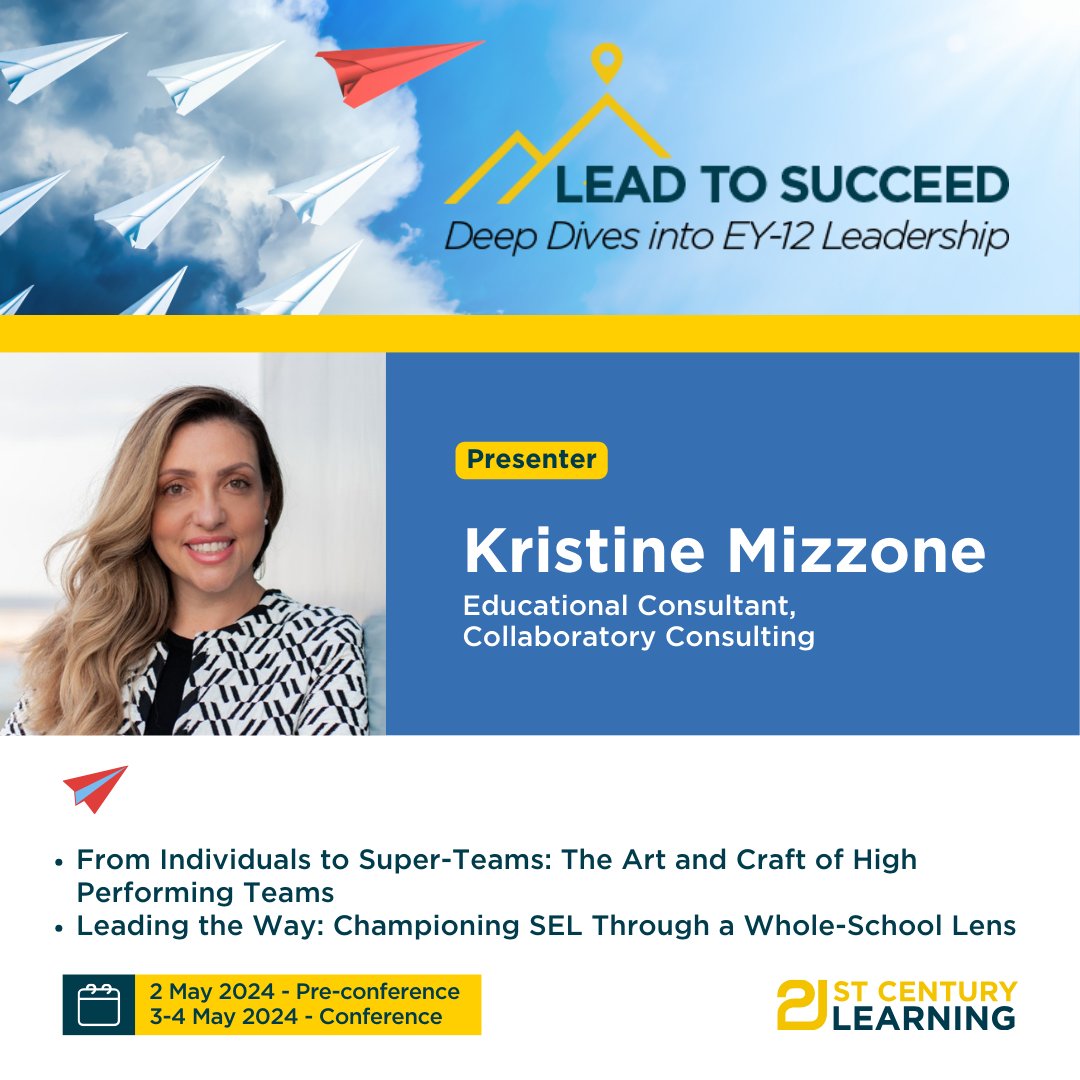 Join Kristine Mizzone (@Kristine_Tes) in her 2.5 deep dive workshop: From Individuals to Super-Teams: The art and craft of high performing teams at #L2S #schoolleadership Register here: zurl.co/6FTa