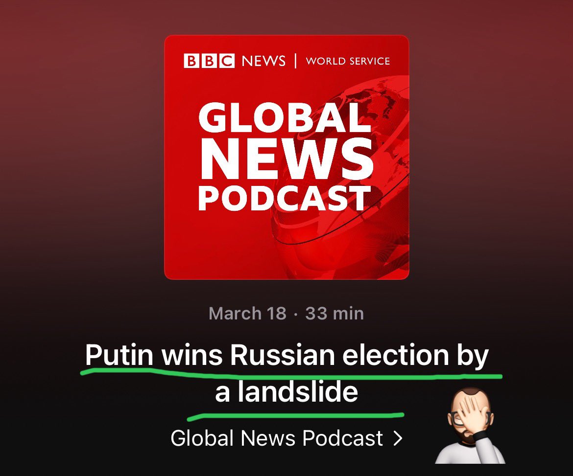 How does this headline describe what happened in russia over the weekend?
Why do we let russia/putin soil a sacred word & devoid it of all meaning?
There are far better ways to explain the sham ritual to legitimize tyranny (see comments). 
Can you please fix it? @Globalnewspod
