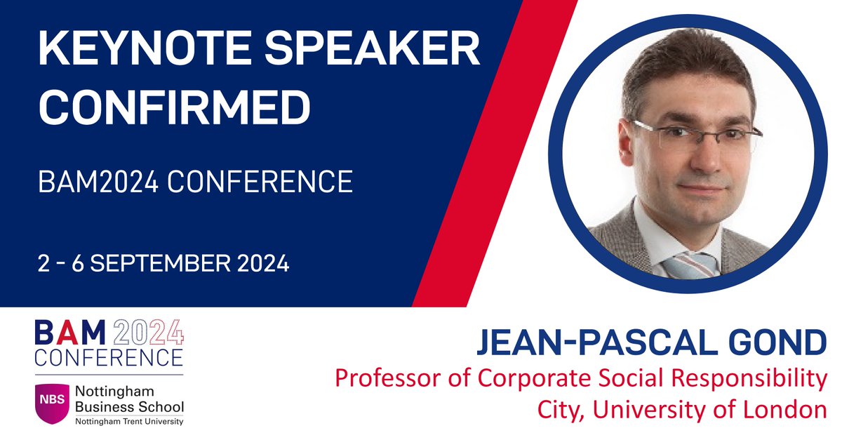 KEYNOTE SPEAKER FOR #BAM2024 We are thrilled to have Professor Jean-Pascal Gond join us at the BAM2024 Conference at @NBS_NTU Keep up to date on all our latest Conference news at bam.ac.uk/events-landing… #Conference #Academic #Management #Professional #Development #Networking