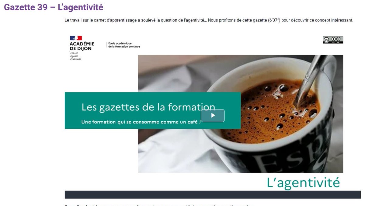 📣 #Gazette #39 de la #formation de @jackdub 
➡️ L'#agentivité
👉 Des définitions et des références pour aller plus loin
👉 Un concept pour penser le #développementprofessionnel de façon individuelle et collective
🔗 eafc.ac-dijon.fr/gazette-39-lag… 
<a href="/EAFC_Dijon/">EAFC Dijon</a> <a href="/AcademieDijon/">Académie de Dijon</a>