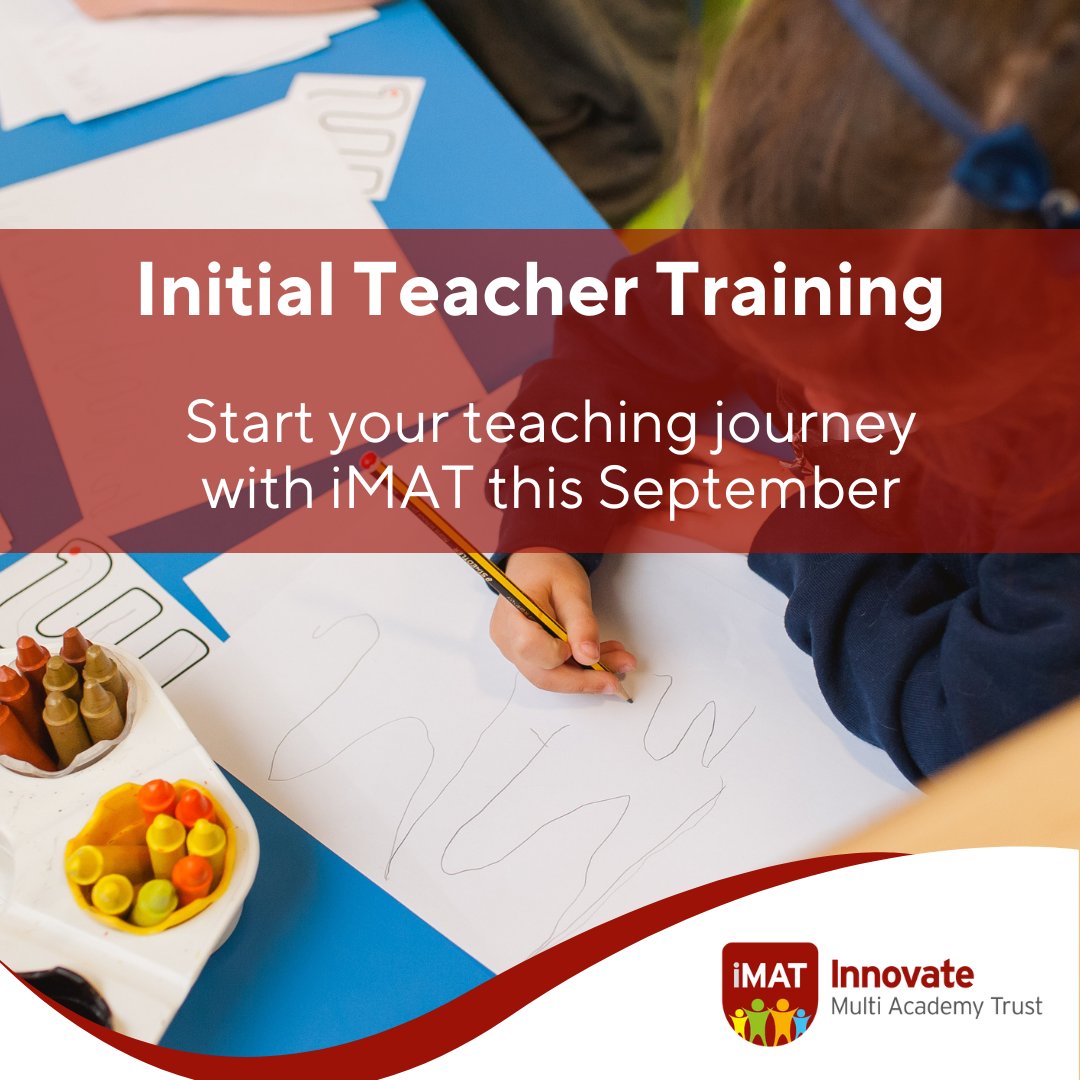 Apply now to start your teacher training journey with iMAT in September 2024.

…duate-teacher-training.service.gov.uk/course/6B1/M899

#TeacherTraining #TrainToTeach #InitialTeacherTraining #ITT