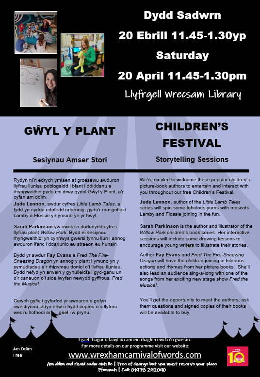 Jude Lennon Books (@judelennonbooks) on Twitter photo Don't miss the <a href="/WrexCarnival/">Wrexham Carnival of Words</a> - a whole week of literary loveliness. I'm delighted to be part of the Family Festival on 20th April with <a href="/Littlelambtales/">Little Lamb Tales</a> <a href="/FayEvansAuthor/">Fay Evans - Children's Author</a> <a href="/SparkyAuthor/">Sarah Parkinson</a> Come and join us. #Wrexham #CarnivalOfWords <a href="/allwordsmatter/">Sue Miller</a> <a href="/EbsworthDavid/">Dave McCall</a> <a href="/PNBurrows/">꧁•⊹٭𝙿 𝙽 𝙱𝚞𝚛𝚛𝚘𝚠𝚜٭⊹•꧂</a> Don't miss the <a href="/WrexCarnival/">Wrexham Carnival of Words</a> - a whole week of literary loveliness. I'm delighted to be part of the Family Festival on 20th April with <a href="/Littlelambtales/">Little Lamb Tales</a> <a href="/FayEvansAuthor/">Fay Evans - Children's Author</a> <a href="/SparkyAuthor/">Sarah Parkinson</a> Come and join us. #Wrexham #CarnivalOfWords <a href="/allwordsmatter/">Sue Miller</a> <a href="/EbsworthDavid/">Dave McCall</a> <a href="/PNBurrows/">꧁•⊹٭𝙿 𝙽 𝙱𝚞𝚛𝚛𝚘𝚠𝚜٭⊹•꧂</a>