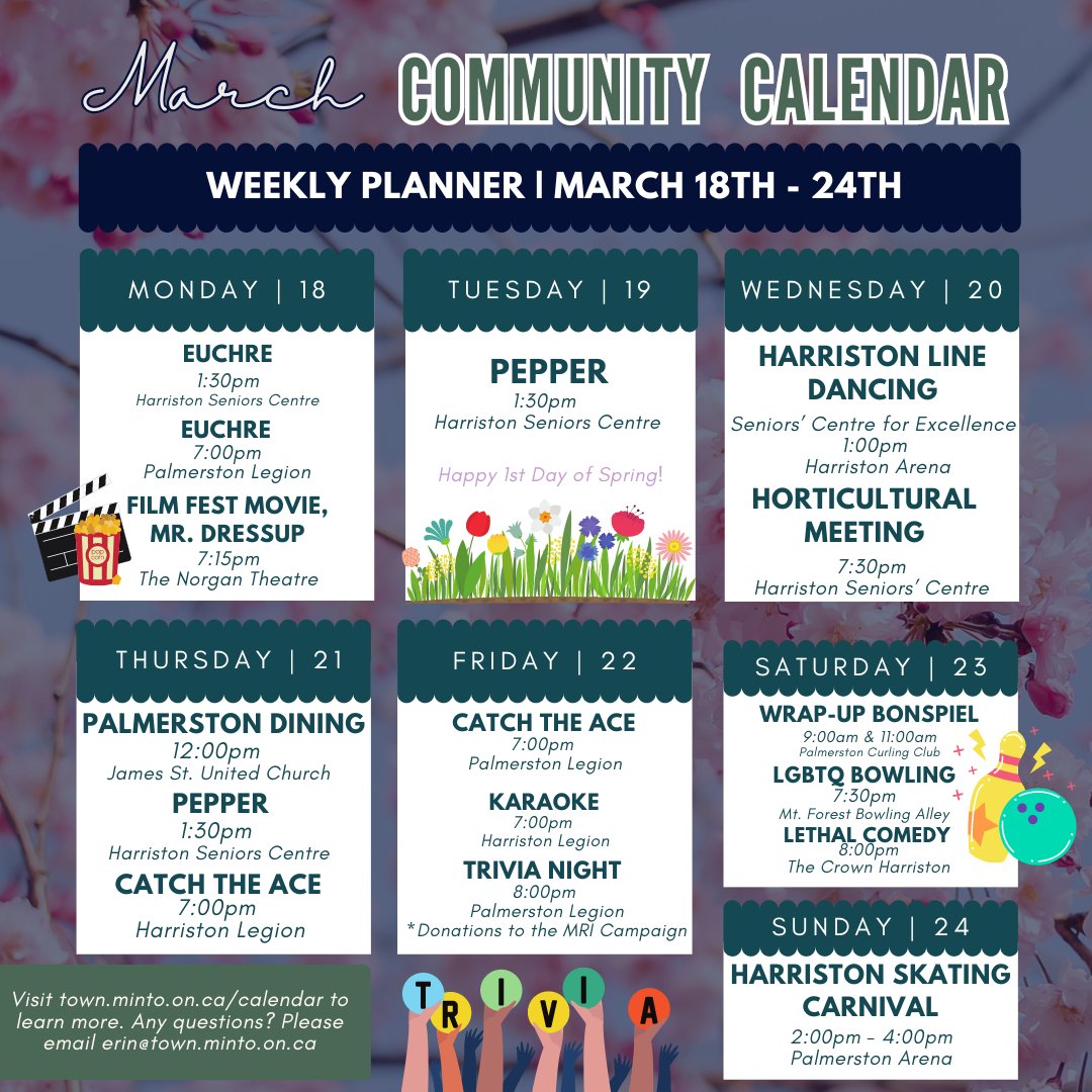 This week in #Minto! 🎞️🧠🎳 Visit town.minto.on.ca/calendar or email erin@town.minto.on.ca to learn more.