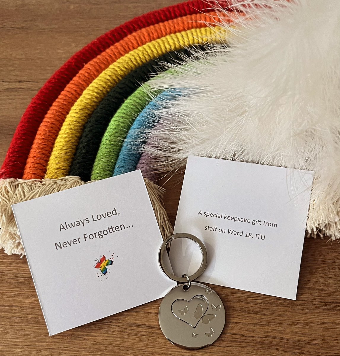 HITHproject's tweet photo. A lovely order of butterfly keepsake keyrings on their way to ward 18, Adult ITU at the Royal Victoria Infirmary. Thank you for supporting your grieving families x 💙. #heartintheirhand #grief #loss #itu #nhsheroes #connectedforever #lovedforever https://t.co/s5sshvP6IS