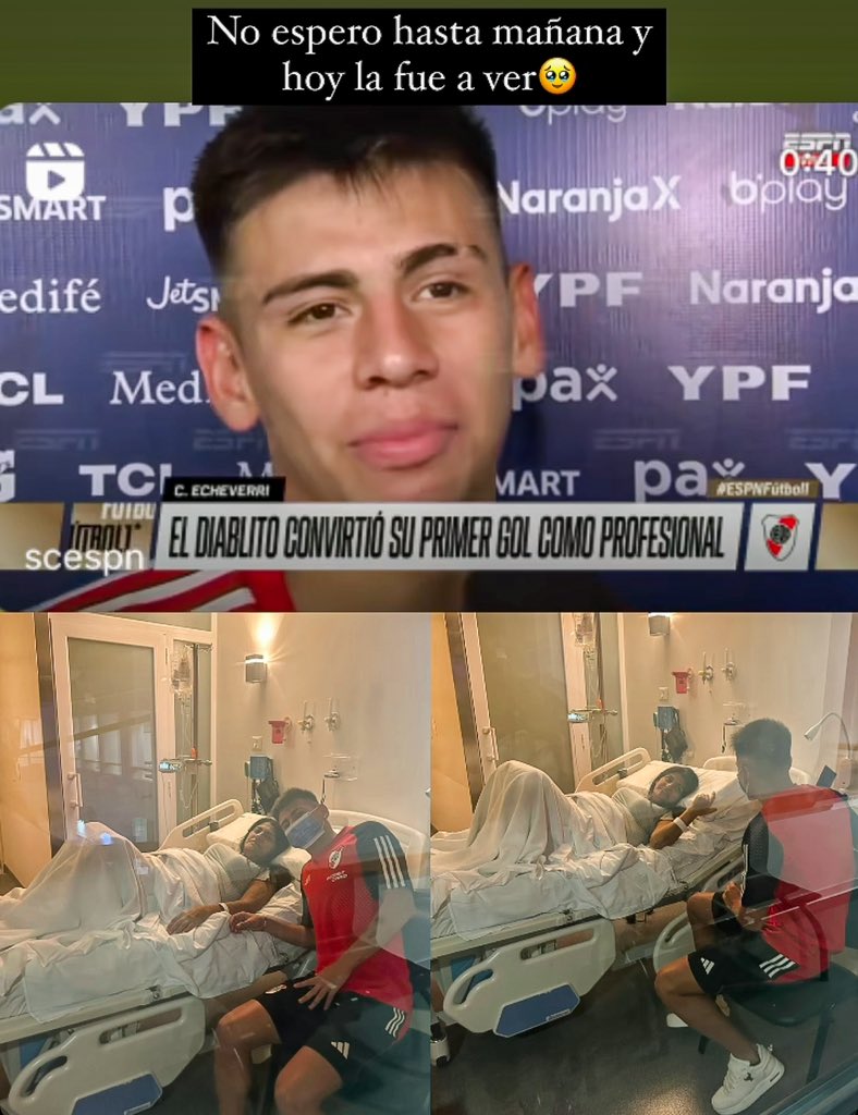 Ayer el Diablito Echeverri declaró que la emoción en su gol también era por pensar en su abuela, que falleció mientras él jugaba con la Sub 17, y por su mamá, que está enferma e internada y mañana (por hoy) la iba a ir a ver.

A las 12 de la noche su novia subió esta foto: el