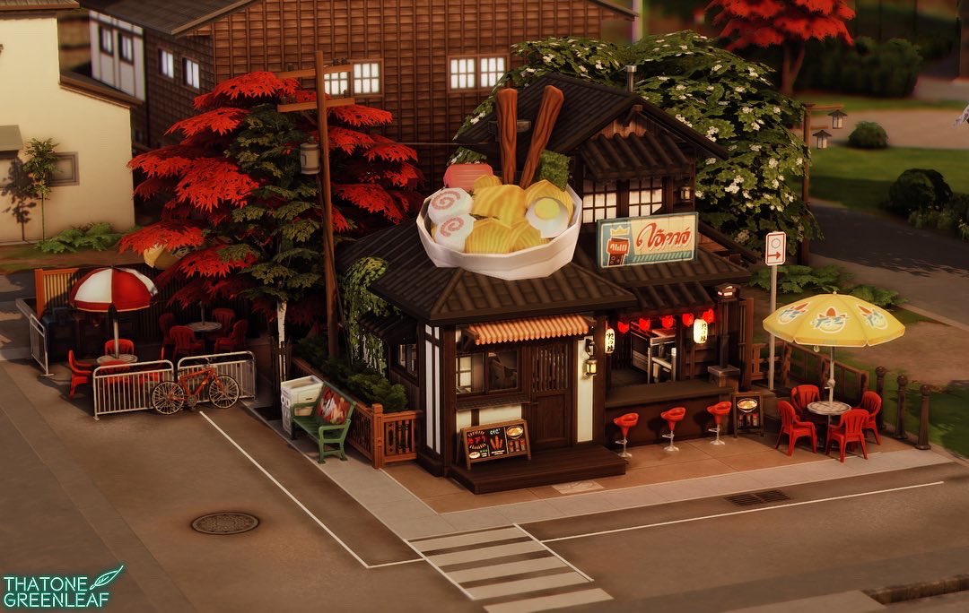 that1greenleaf's tweet photo. a lil ramen shop for a lil shell! 🍜 #TheSims4 #ts4 @TheSims https://t.co/aKAtPlHzNX