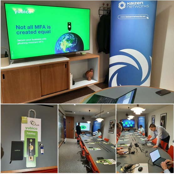 Ingecomayorista's tweet photo. Comenzamos la semana con un evento de @Yubico  para cliente final organizado por @KAIZENNETWORKS  @Ingecomayorista . Todo preparado para empezar. https://t.co/LYEwFdUFj2