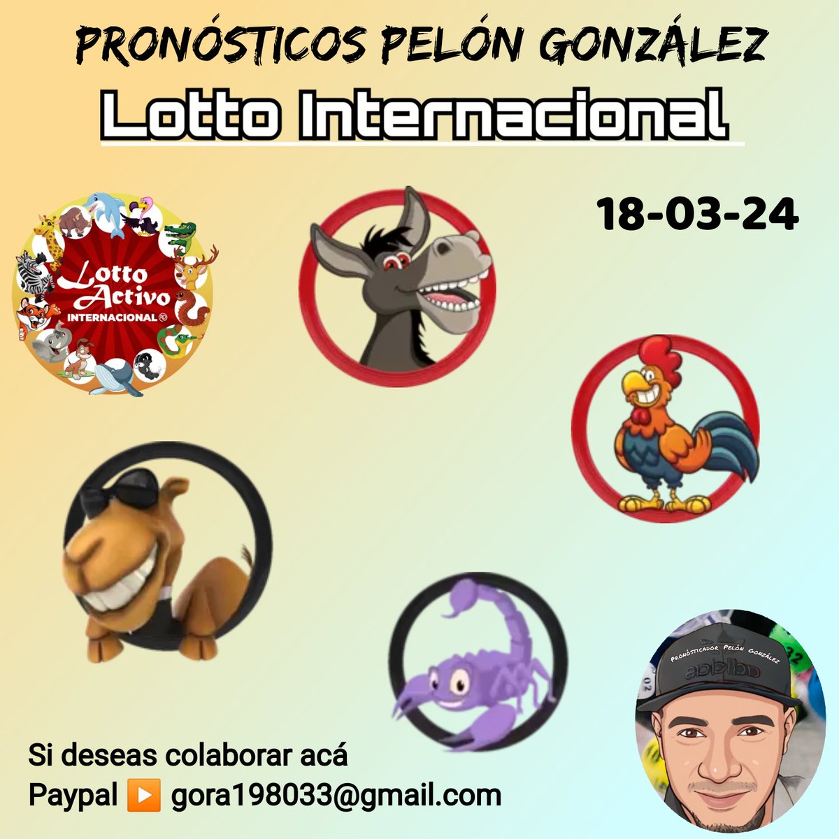 PelonGonzalezP's tweet photo. Hoy Lunes #18marzo #2024 Llego #Pelongonzalezp con los Animalitos #RegalosAbiertos #Lottointer #Venezuela
#viral #loteria #Tendencias #Monagas #maturin #Bolivar #Caracas #Falcon #Cojedes #Guayana #SanCristobal https://t.co/CvII7KeSH1