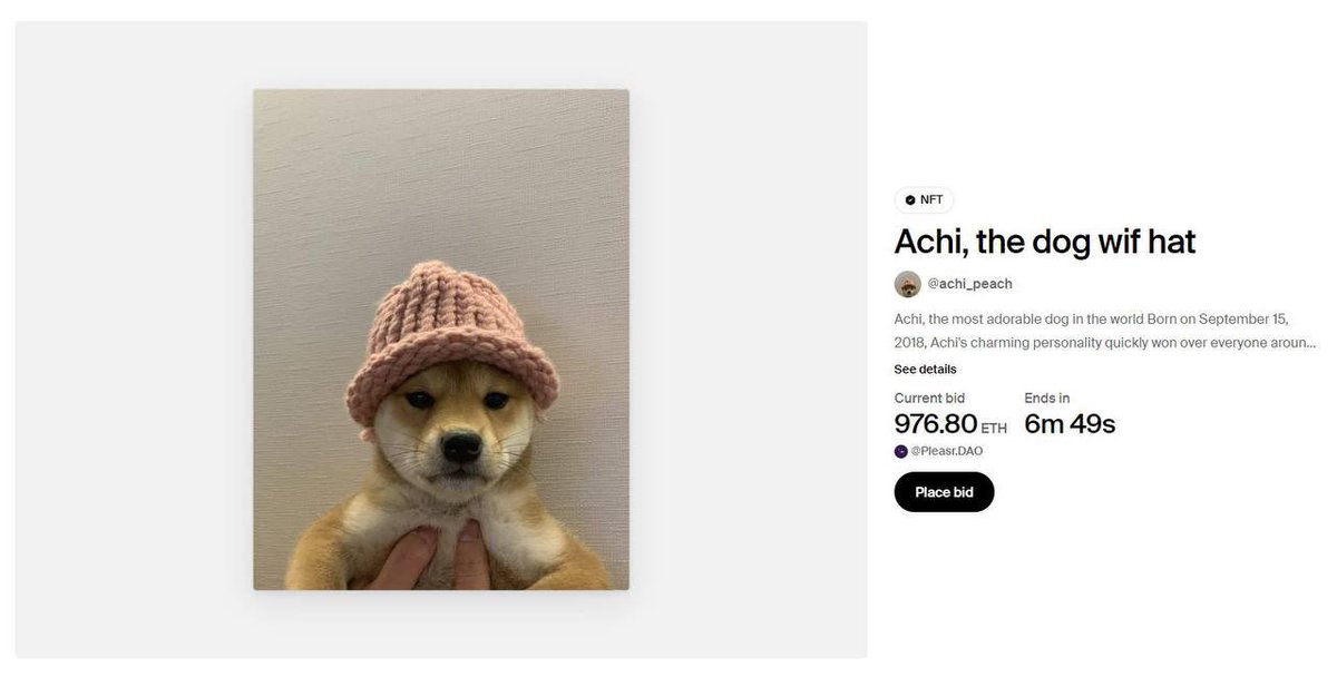 definalist's tweet image. wow..
$WIF 976ETH bid guy is @GCRClassic