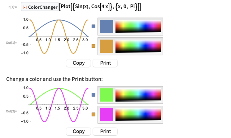 WolframJapan's tweet photo. 新機能登場！

Wolfram関数リポジトリで利用可能なColorChangerを使って、グラフィックの色をインタラクティブに変更しよう
色彩の自在な操作が可能に。

https://t.co/ZqwzBsI8hl

 #Wolfram #ColorChanger #グラフィック https://t.co/k5pZNan9DH