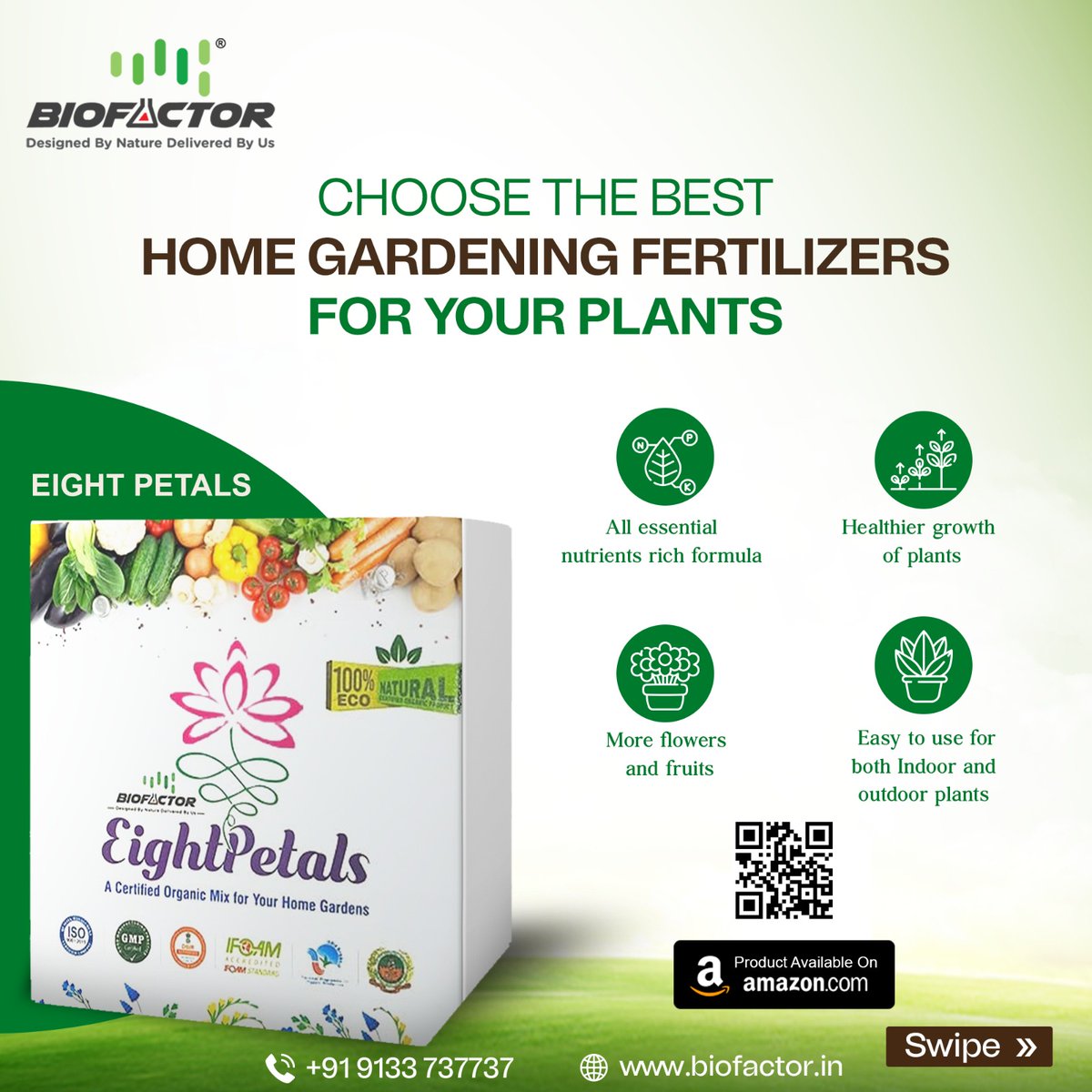BiofactorIndia's tweet image. Wondering if your #plants are getting the #nutrients they need? 🌱 Choose #Biofactor's organic #biofertilizer "Eight Petals" for vibrant, healthy #growth of plants! 🌿Scan the QR code to order from #Amazon!
.
.
#indoorplants #planttips #homegardening #EightPetals #healthyplants