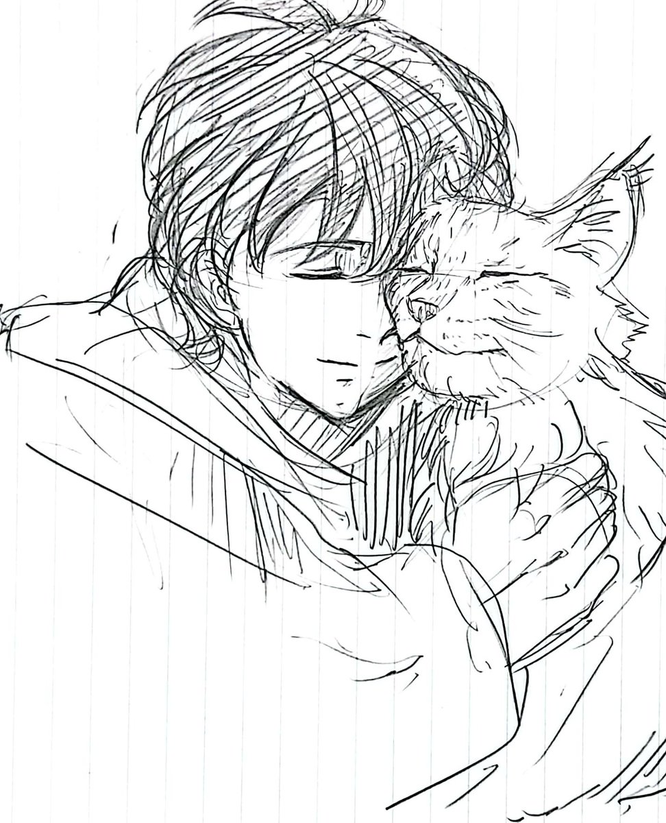 英二と山猫
山猫見ながら描いたけど、これ家猫だね 